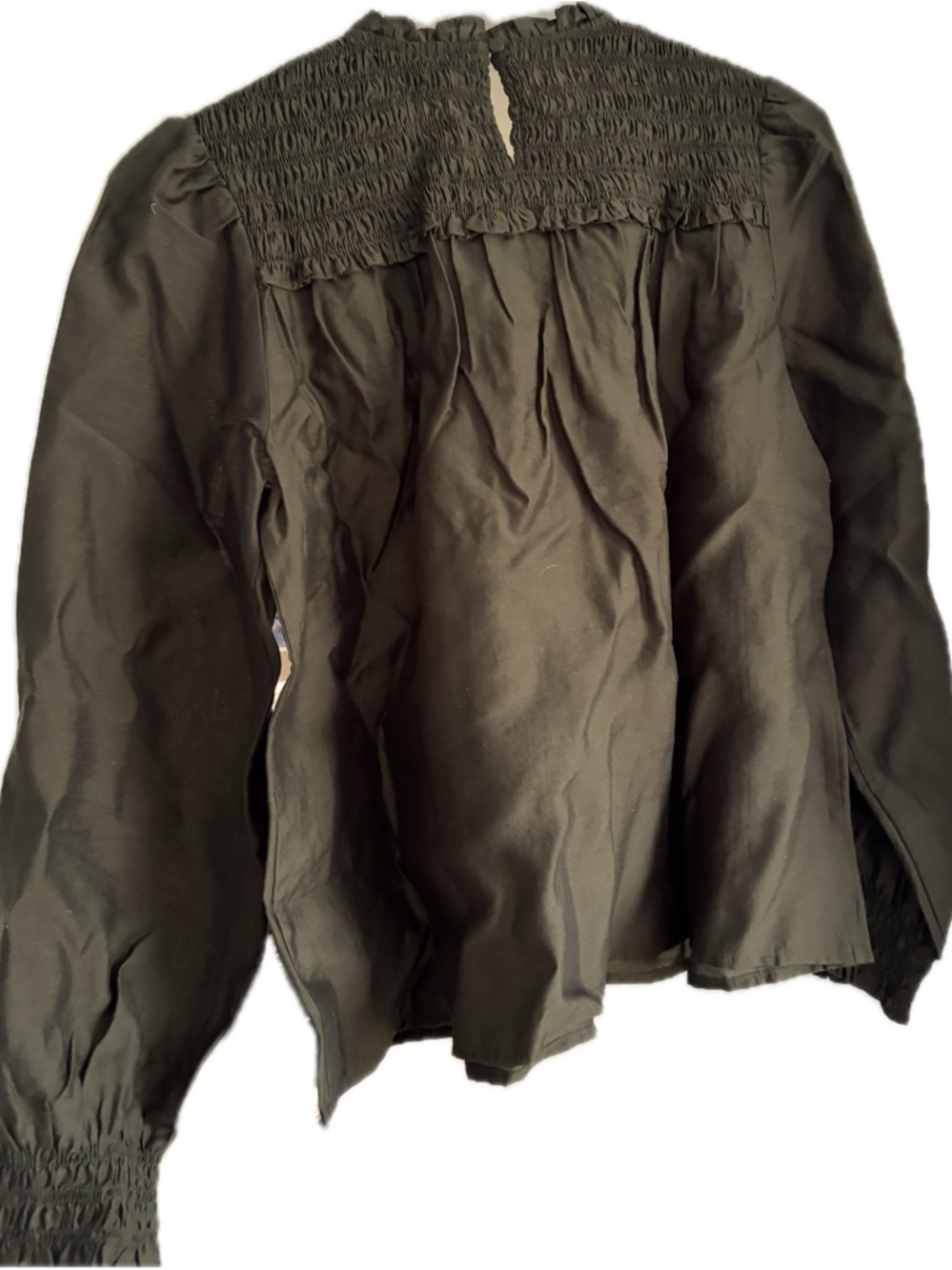 Madewell Olive Smocked Ruffle Blouse